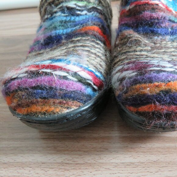 BOC BORN Rainbow Yarn Fabric Slip On Clog Shoes Boho Artsy Hippie - Size 6.5 - Picture 6 of 15